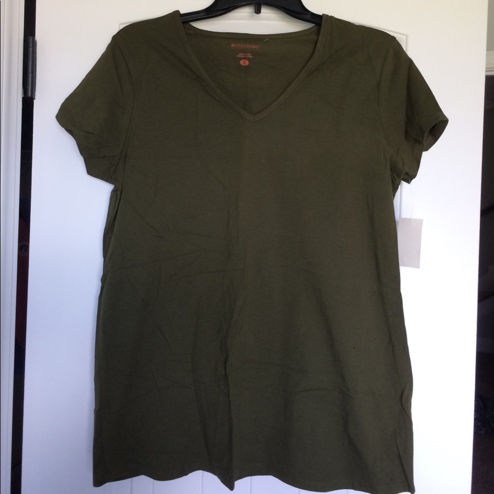 Motherhood Maternity Top Women's‎ Large Green Short Sleeve V-Neck